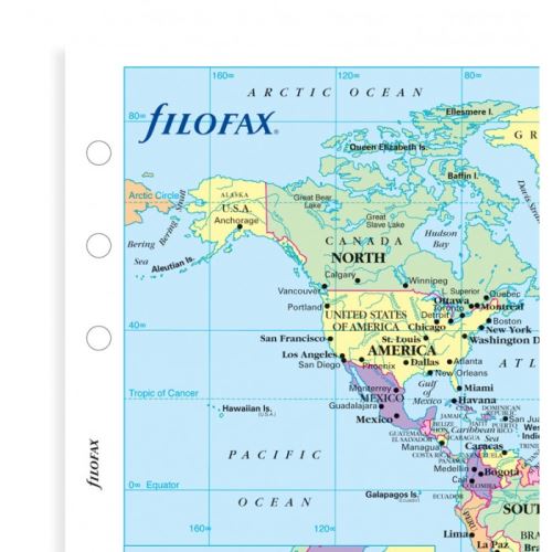 Filofax náplň do diáře formát A5 mapa světa